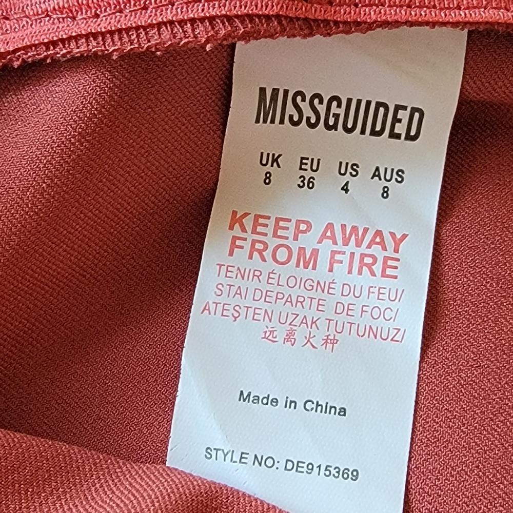 Missguided | One Shoulder Choker Neck Bodycon Rust Color Mini Dress Size 4 - Picture 11 of 12